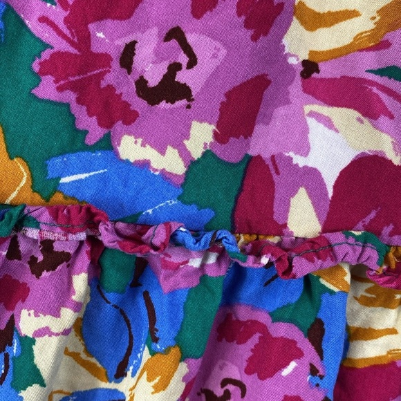 Umgee midi dress S colorful floral tiered ruffles flutter sleeve boho fun flower - Picture 8 of 9